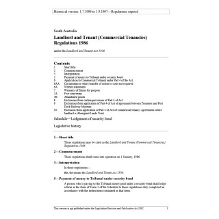 Landlord and Tenant (Commercial Tenancies) Regulations 1986