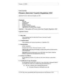 Prisoners (Interstate Transfer) Regulations 2010