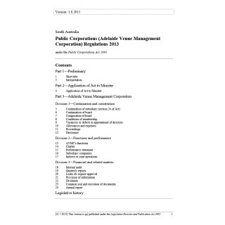 Public Corporations (Adelaide Venue Management Corporation) Regulations 2013