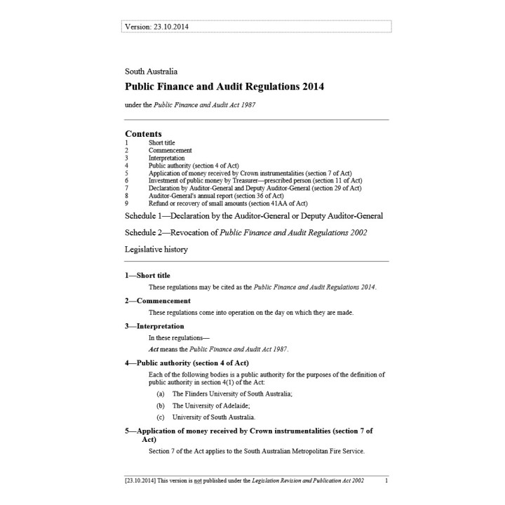 Public Finance and Audit Regulations 2014