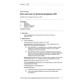 Rates and Land Tax Remission Regulations 2009