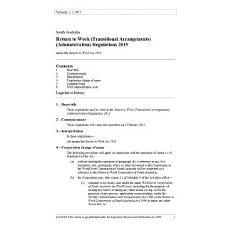 Return to Work (Transitional Arrangements) (Administration) Regulations 2015