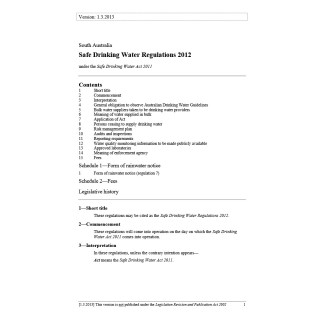 Safe Drinking Water Regulations 2012