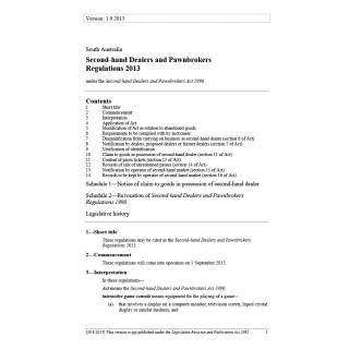 Second-hand Dealers and Pawnbrokers Regulations 2013