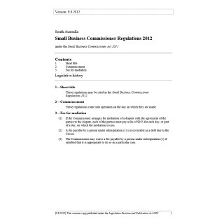 Small Business Commissioner Regulations 2012