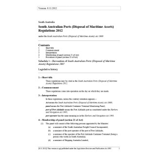 South Australian Ports (Disposal of Maritime Assets) Regulations 2012