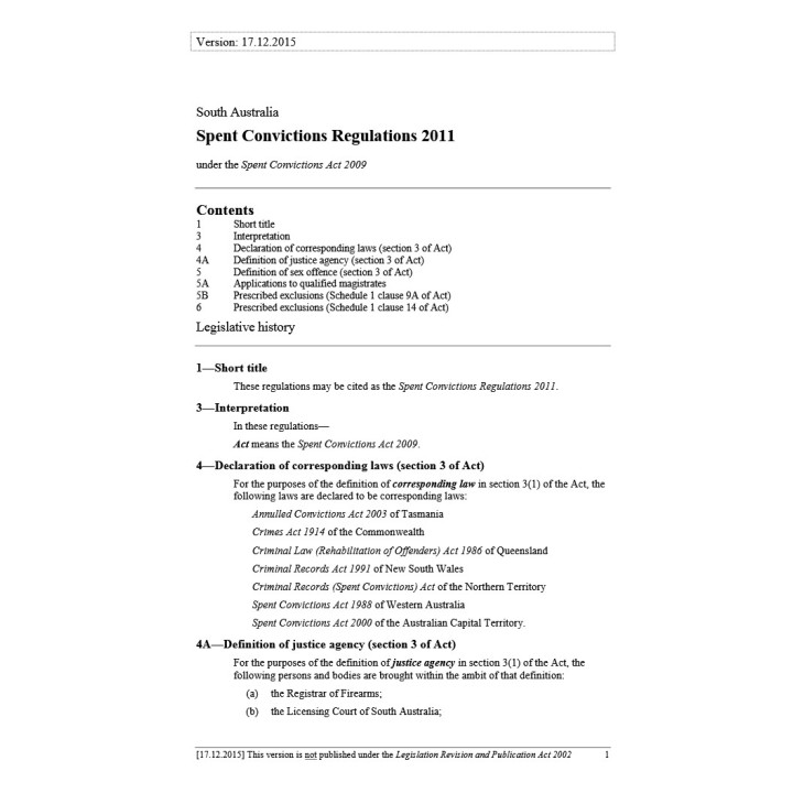 Spent Convictions Regulations 2011