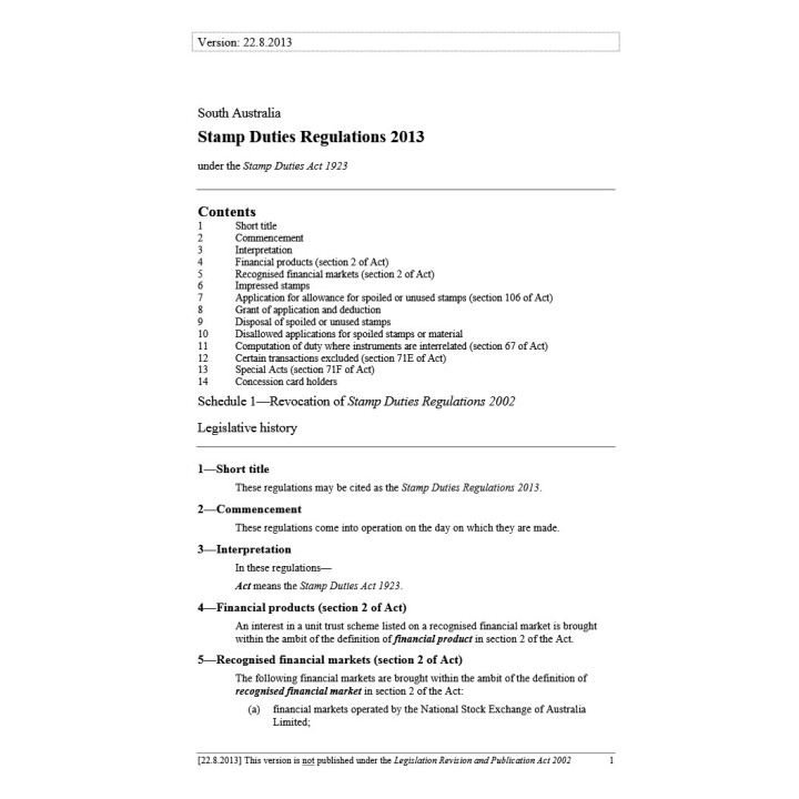 Stamp Duties Regulations 2013