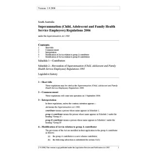 Superannuation (Child Adolescent and Family Health Service Employees) Regulations 2006