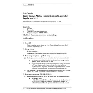 Trans-Tasman Mutual Recognition (South Australia) Regulations 2015